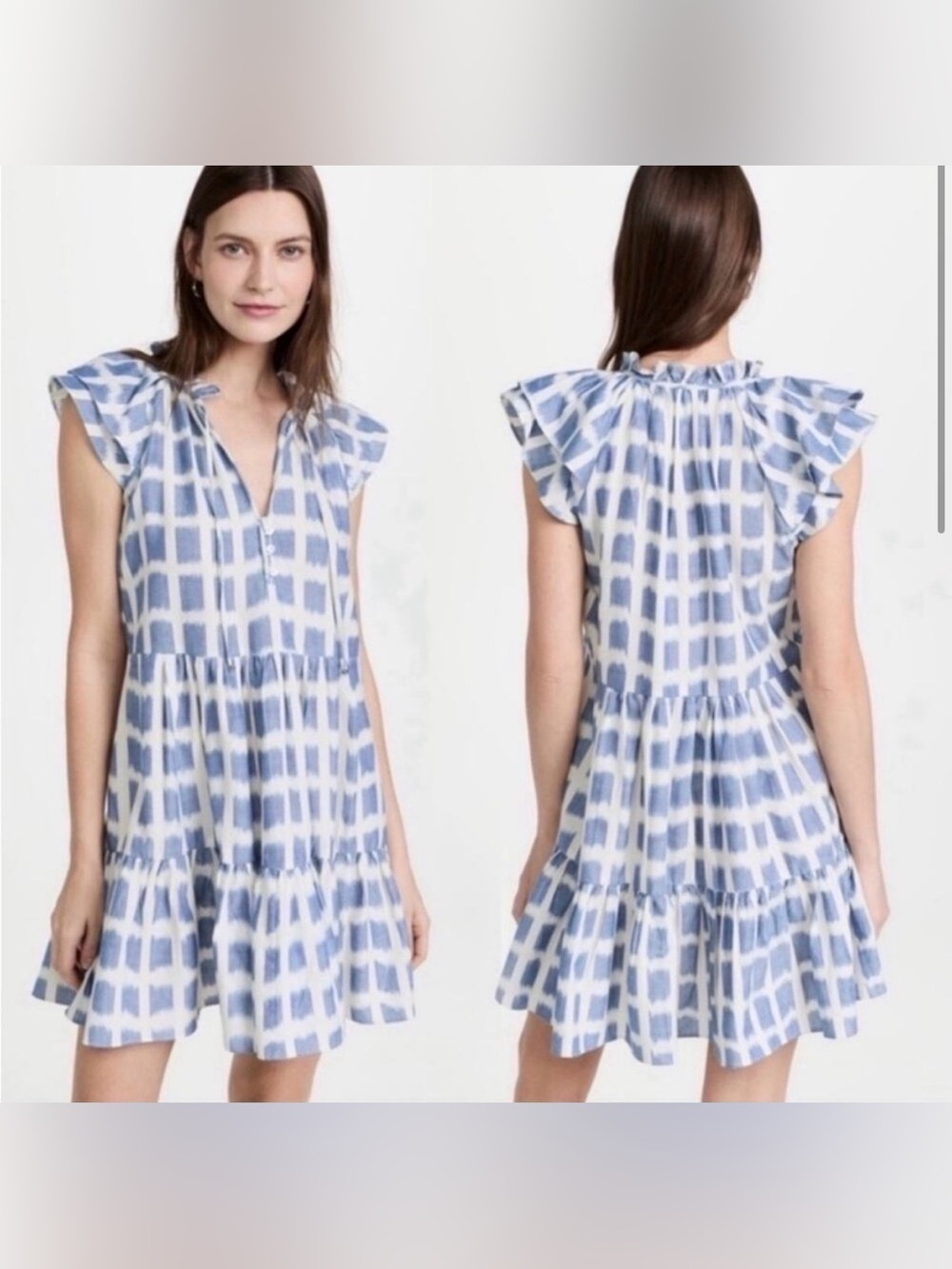 VERONICA BEARD Zee Tiered Printed Brown 100% Cotton-Voile Mini Dress Size 8